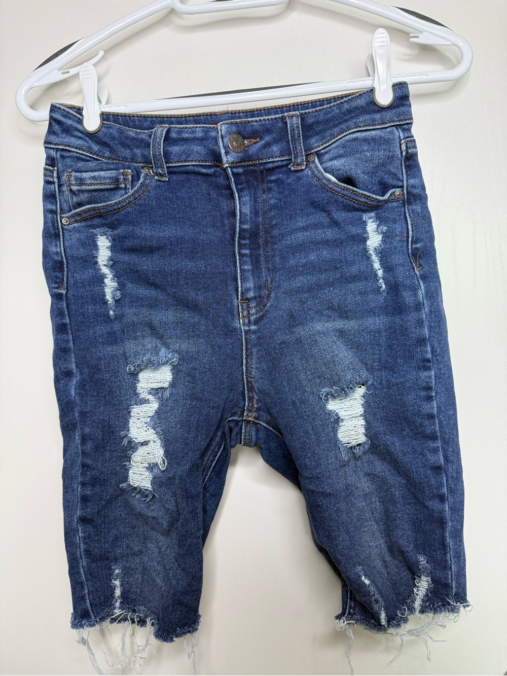Wax Jean Brand Womens Distressed Denim Bermuda Shorts Medium